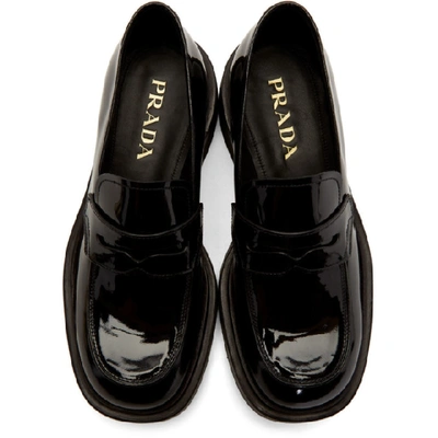 Shop Prada Black Patent Penny Loafers