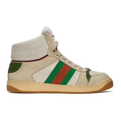 Shop Gucci White Screener High-top Sneakers In 9560 White