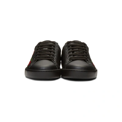 Shop Gucci Black Interlocking G New Ace Sneakers In Black/red Flame/green