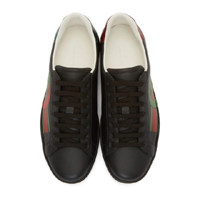 Shop Gucci Black Interlocking G New Ace Sneakers In Black/red Flame/green