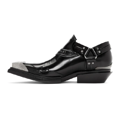 Men's Santiag Harness Leather Loafers In Black
