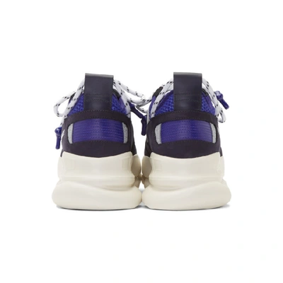 Shop Versace Navy Chain Reaction 2 Sneakers