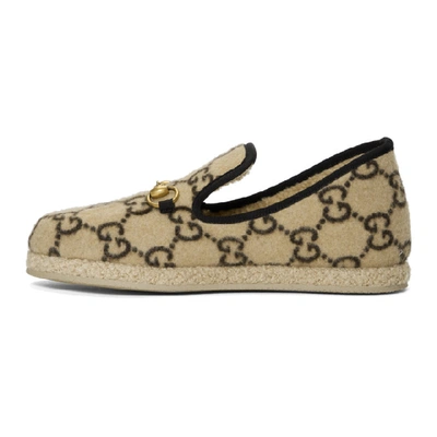 Shop Gucci Beige Fria Covered Wool Gg Loafers