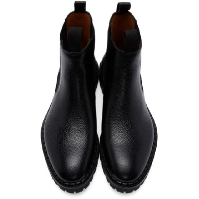 Shop Lanvin Black Pebbled Chelsea Boots