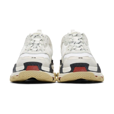 Shop Balenciaga White & Red Triple S Sneakers In 9000 White