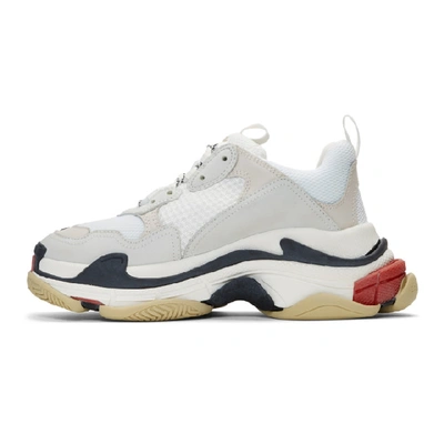 Shop Balenciaga White & Red Triple S Sneakers In 9000 White