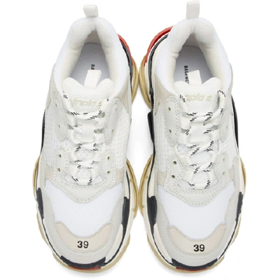 Shop Balenciaga White & Red Triple S Sneakers In 9000 White