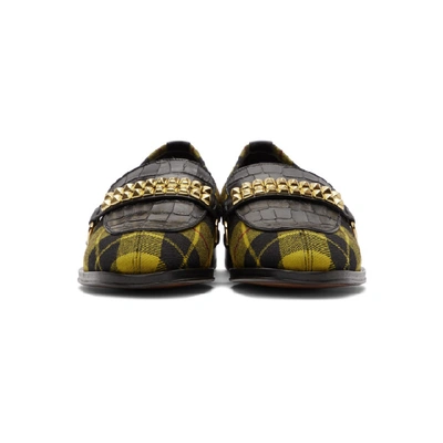 Shop Giuseppe Zanotti Black And Yellow Plaid Loafers In Multi Gialo