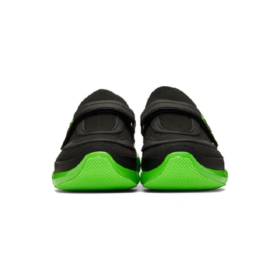 Shop Prada Black & Green Cloudbust Sneakers