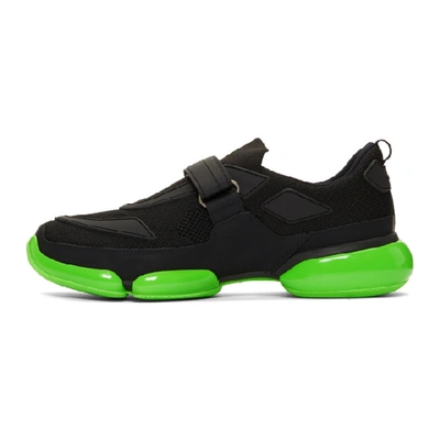 Shop Prada Black & Green Cloudbust Sneakers