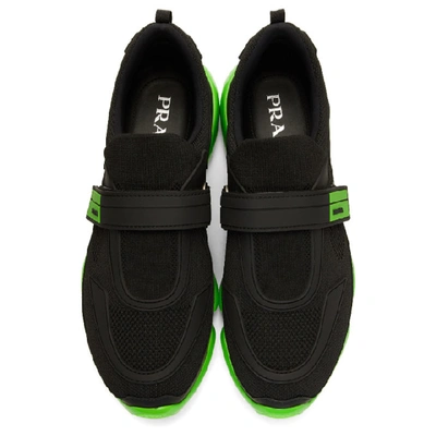 Shop Prada Black & Green Cloudbust Sneakers