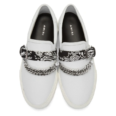 Shop Amiri White Bandana Buckle Slip-on Sneakers