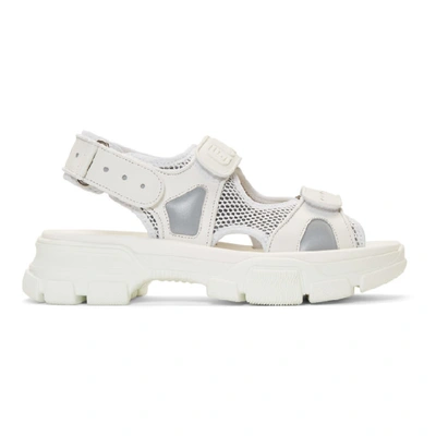 Shop Gucci White Aguru Sandals In 9070 White