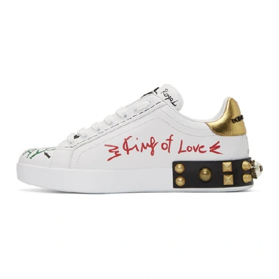 Shop Dolce & Gabbana Dolce And Gabbana White Heart Graffiti Sneakers In 8i049 White