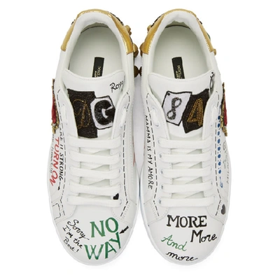 Shop Dolce & Gabbana Dolce And Gabbana White Heart Graffiti Sneakers In 8i049 White