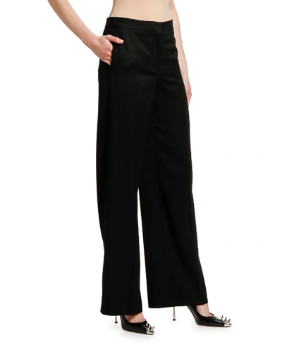 Shop Alexander Mcqueen High-waist Wide-leg Trousers In Black
