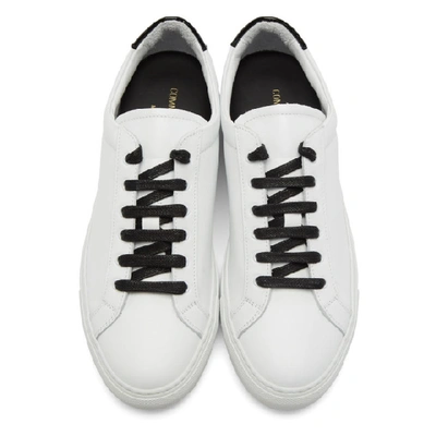 Shop Common Projects White And Black Retro Low Glossy Sneakers In 0547 Whtblk