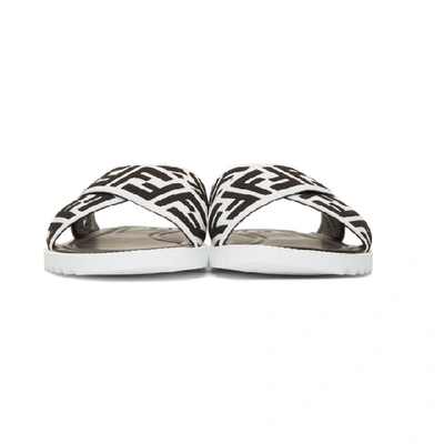 Shop Fendi Black And White Forever  Slides In F0z8d.wht