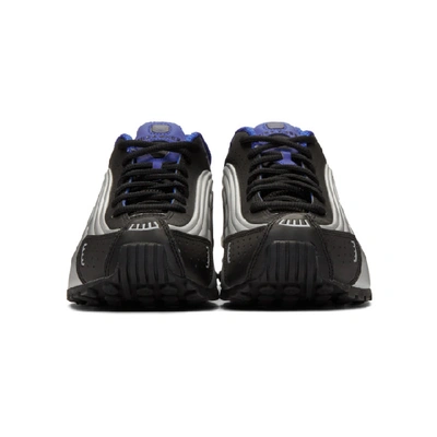 Shop Nike Black And Silver Shox 4 Sneakers In 047blkblusv