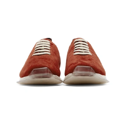 Shop Rick Owens Red Suede Minimal Runner Sneakers In 1330 Red