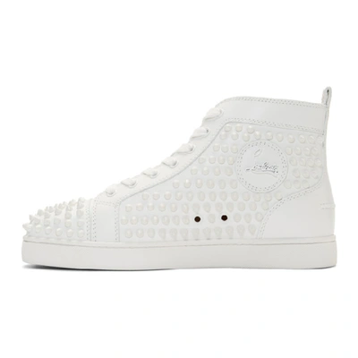 Shop Christian Louboutin White Louis Spikes High-top Sneakers In 3047 Whtwht