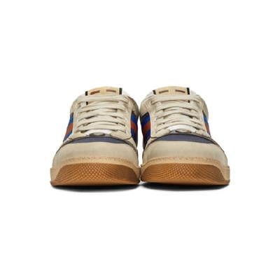 Shop Gucci Off-white & Navy Gg Screener Sneakers In 4368 Lon.bl
