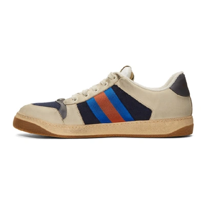 Shop Gucci Off-white & Navy Gg Screener Sneakers In 4368 Lon.bl