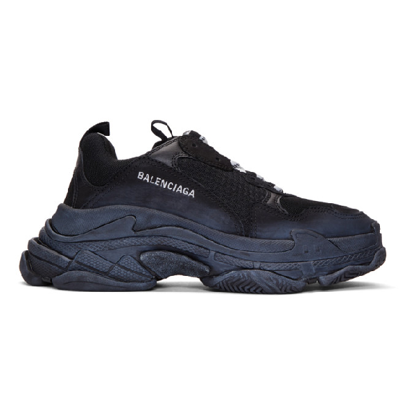 balenciaga black triple s leather sneakers