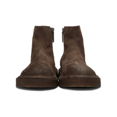 Shop Marsèll Brown Suede Parapa Tronchetto Zip Boots In 3346 Brown
