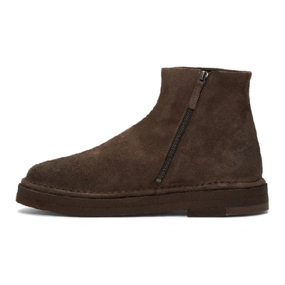 Shop Marsèll Brown Suede Parapa Tronchetto Zip Boots In 3346 Brown