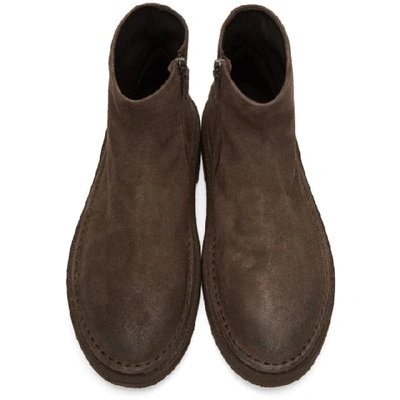 Shop Marsèll Brown Suede Parapa Tronchetto Zip Boots In 3346 Brown