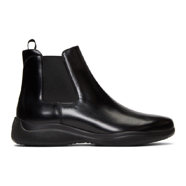 prada black leather chelsea boots