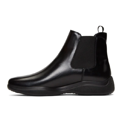 Shop Prada Black Spazzolato Rois Chelsea Boots