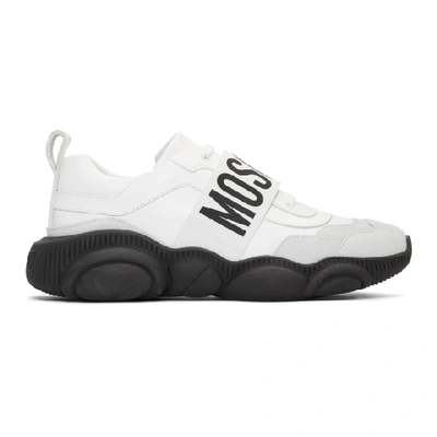 Shop Moschino White Teddy Sneakers In 10a Fantasy