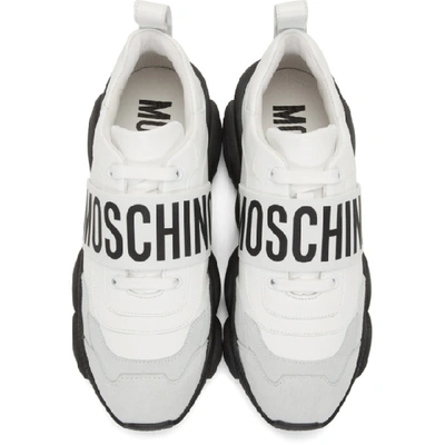 Shop Moschino White Teddy Sneakers In 10a Fantasy