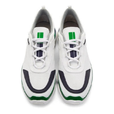 Shop Prada White & Green Cloudbust Trainers