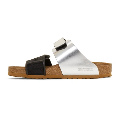 Shop Rick Owens Black & Silver Birkenstock Edition Rotterdam Combo Sandals