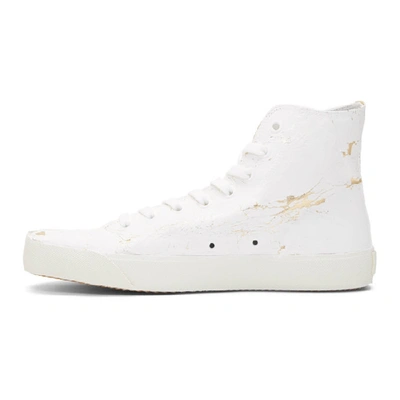 Shop Maison Margiela White & Gold Tabi High-top Sneakers