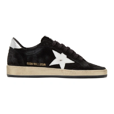 Shop Golden Goose Black And Silver Suede Ball Star Sneakers In Blksilwht