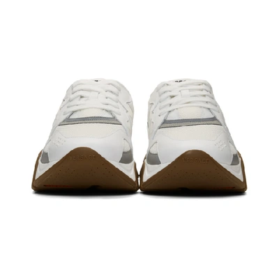 Shop Versace White & Silver Squalo Sneakers