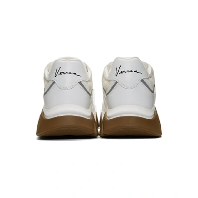 Shop Versace White & Silver Squalo Sneakers