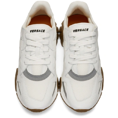 Shop Versace White & Silver Squalo Trainers