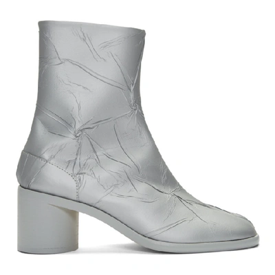 Shop Maison Margiela Silver Metallic Tabi Boots In H3809 Metgr