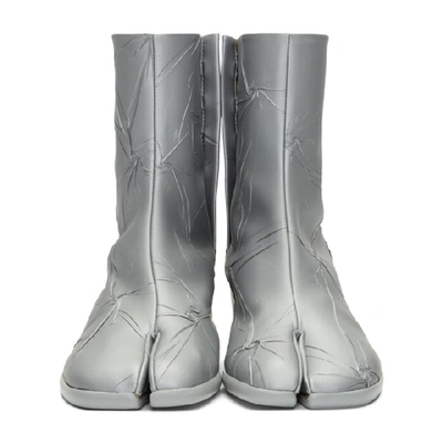 Shop Maison Margiela Silver Metallic Tabi Boots In H3809 Metgr