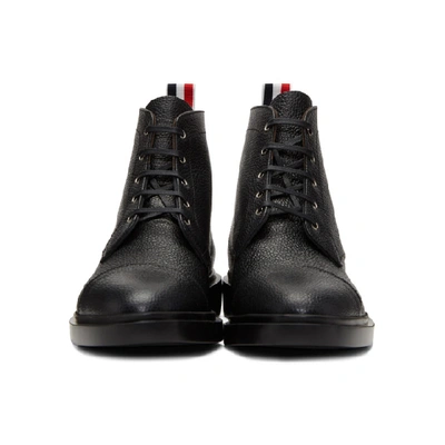 Shop Thom Browne Black Cropped Derby Boots In Black 001