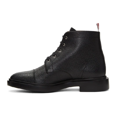 Shop Thom Browne Black Cropped Derby Boots In Black 001