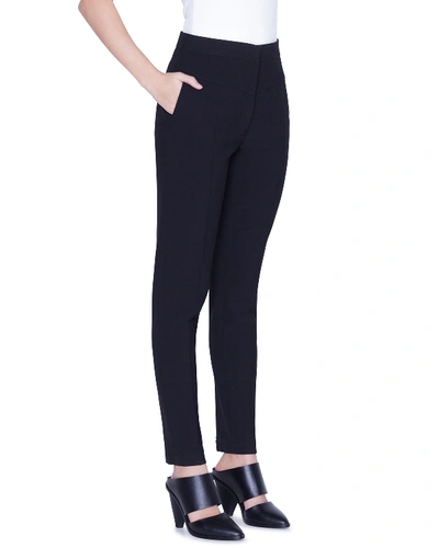 Shop Akris Punto Freya Pebbled Crepe High-rise Pants In Black