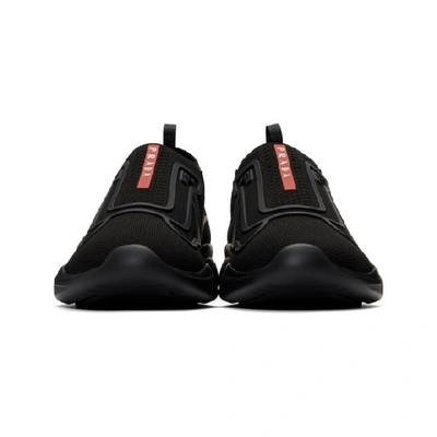 Shop Prada Black Sport Knit 10 Sneakers In Black/red