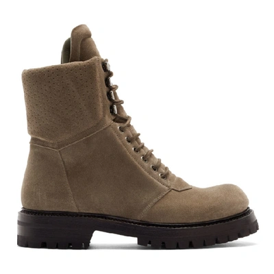 Shop Rick Owens Grey Army Hiking Boots In 34 Dust