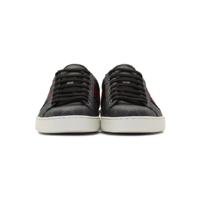 Shop Gucci Black Gg Supreme Ace Sneakers In Black/grey Upper: Textile, Ayers Snakeskin.